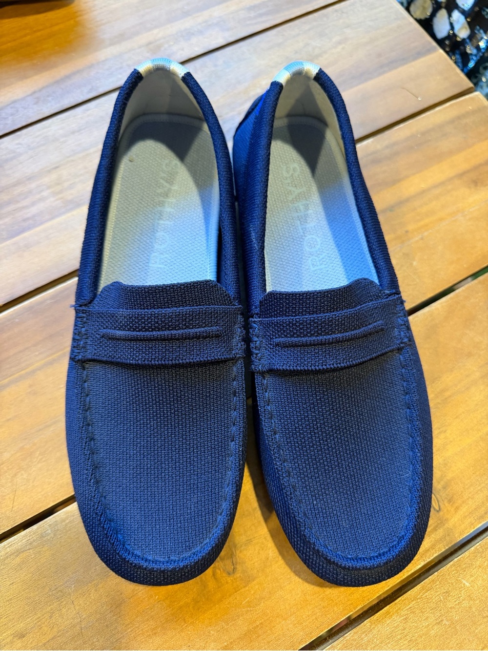 EUC Rothy's Navy Knit Penny Loafers